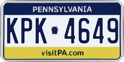 PA license plate KPK4649
