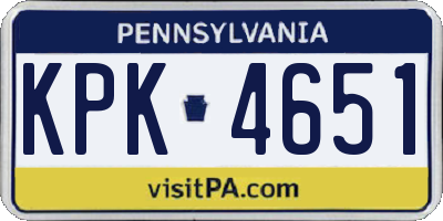 PA license plate KPK4651