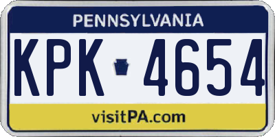 PA license plate KPK4654