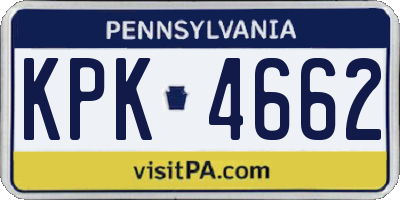 PA license plate KPK4662
