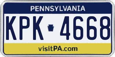 PA license plate KPK4668