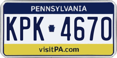 PA license plate KPK4670