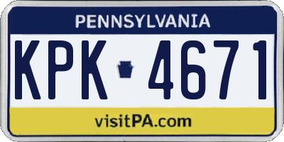 PA license plate KPK4671