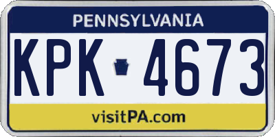 PA license plate KPK4673
