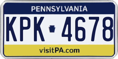 PA license plate KPK4678