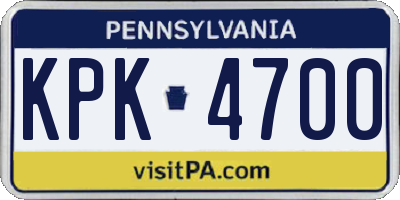 PA license plate KPK4700