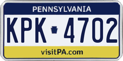 PA license plate KPK4702