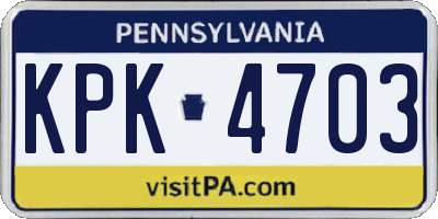 PA license plate KPK4703