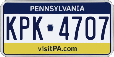 PA license plate KPK4707