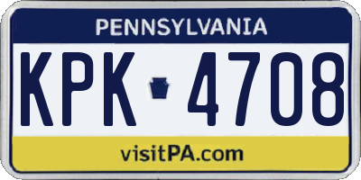 PA license plate KPK4708