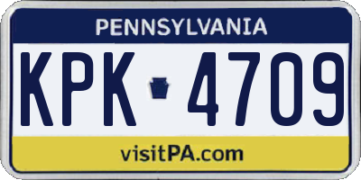 PA license plate KPK4709