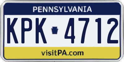 PA license plate KPK4712
