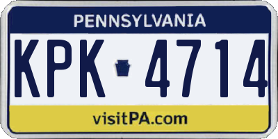 PA license plate KPK4714