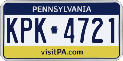 PA license plate KPK4721