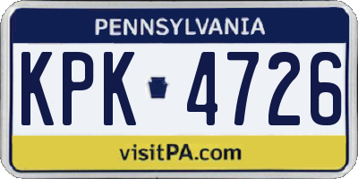 PA license plate KPK4726