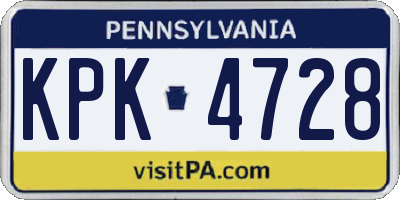 PA license plate KPK4728