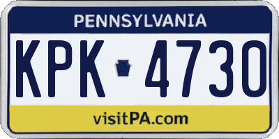 PA license plate KPK4730