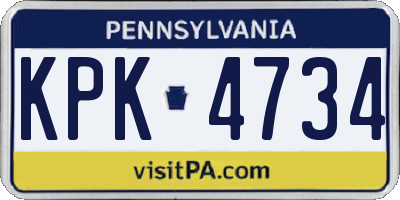 PA license plate KPK4734
