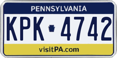 PA license plate KPK4742