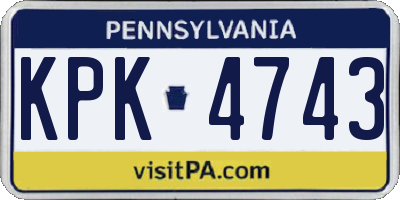 PA license plate KPK4743