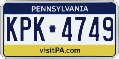PA license plate KPK4749