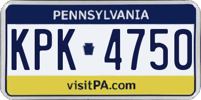 PA license plate KPK4750