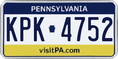 PA license plate KPK4752