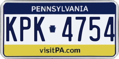 PA license plate KPK4754