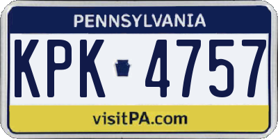 PA license plate KPK4757