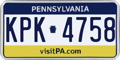 PA license plate KPK4758