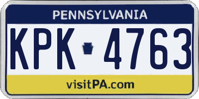 PA license plate KPK4763