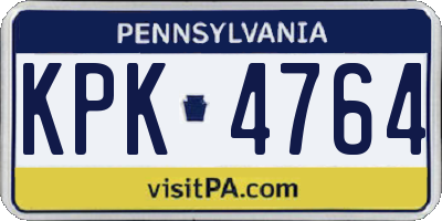 PA license plate KPK4764