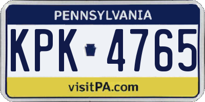 PA license plate KPK4765