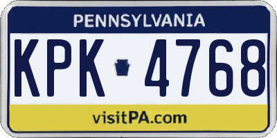 PA license plate KPK4768