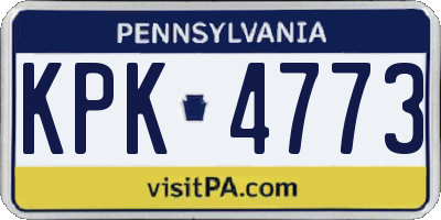 PA license plate KPK4773
