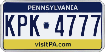 PA license plate KPK4777