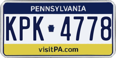PA license plate KPK4778