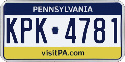 PA license plate KPK4781
