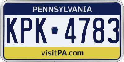 PA license plate KPK4783
