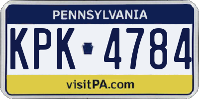 PA license plate KPK4784