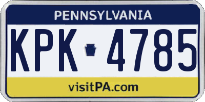 PA license plate KPK4785