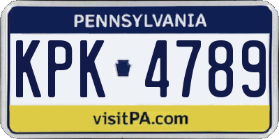 PA license plate KPK4789