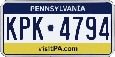PA license plate KPK4794
