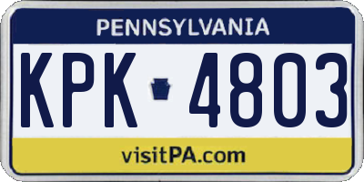 PA license plate KPK4803