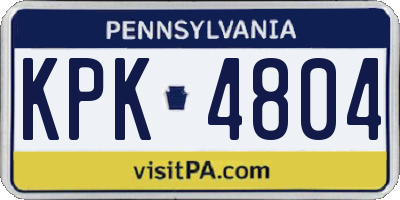 PA license plate KPK4804