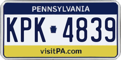 PA license plate KPK4839