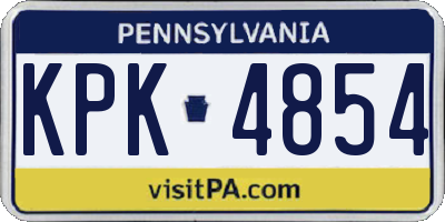 PA license plate KPK4854