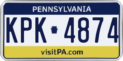PA license plate KPK4874