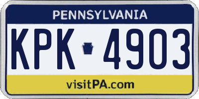 PA license plate KPK4903