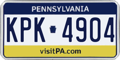 PA license plate KPK4904